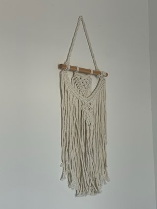Macramé Beige Algodón y Madera