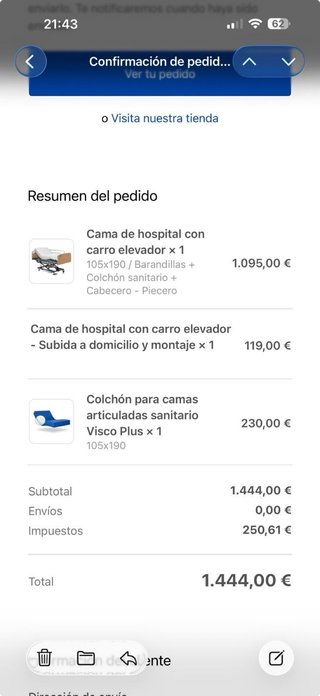 Cama hospital articulada eléctrica