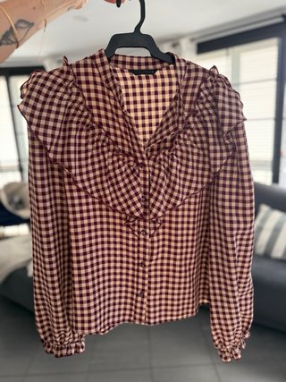 Blusa Zara volantes cuadros