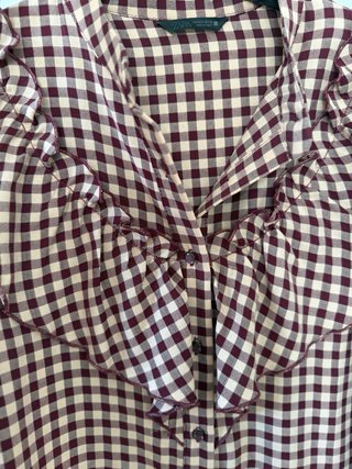 Blusa Zara volantes cuadros