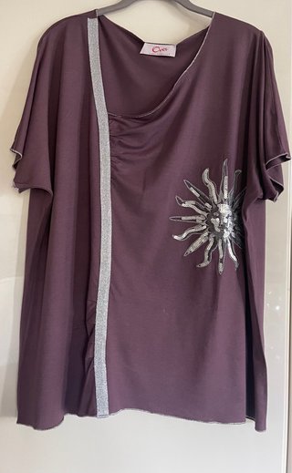 T-shirt donna Over XL con sole paillettes