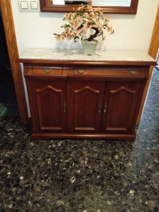 Recibidor zapatero de madera y mármol de 100cm