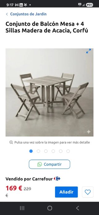 Mesa extensible madera terraza + 4 sillas