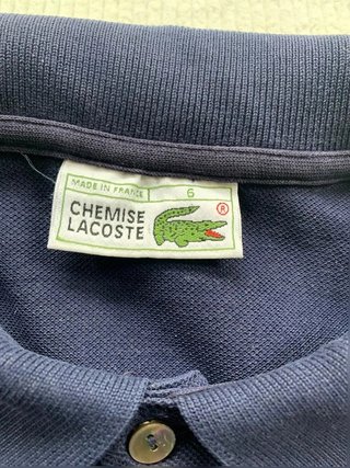 Lacoste vintage polo made in France navy pocket logo classic size L