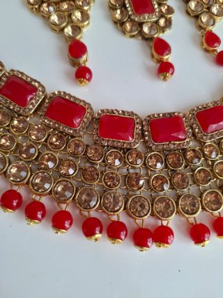 Conjunto Joyas  piedras Dorado Champagne