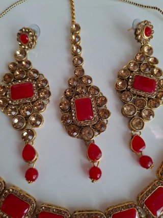 Conjunto Joyas  piedras Dorado Champagne