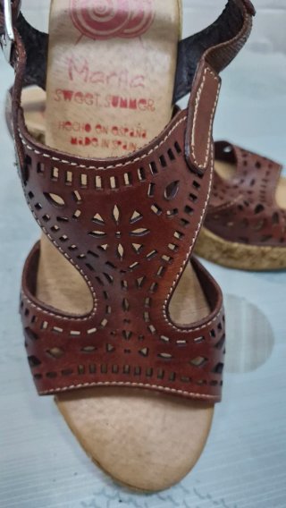 Sandalias Marila Cuña Piel Marrón