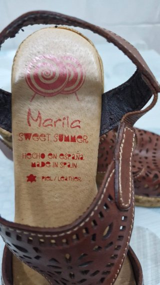 Sandalias Marila Cuña Piel Marrón