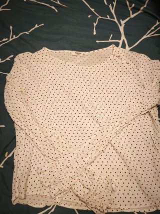Blusa Mango lunares blanca y marrón