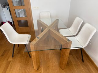 Mesa Comedor Cristal y Madera