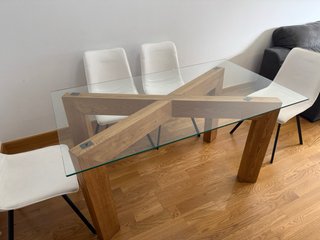 Mesa Comedor Cristal y Madera