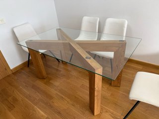 Mesa Comedor Cristal y Madera