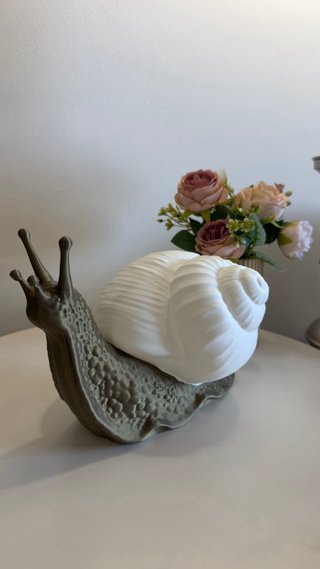 Candeeiro Caracol Cerâmica Cinza/Amarelo