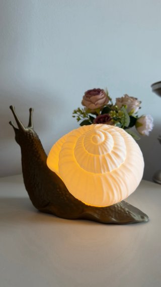 Candeeiro Caracol Cerâmica Cinza/Amarelo