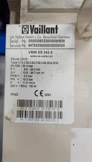 DESPIECE / RECAMBIOS VAILLANT VMW 242-5 ES