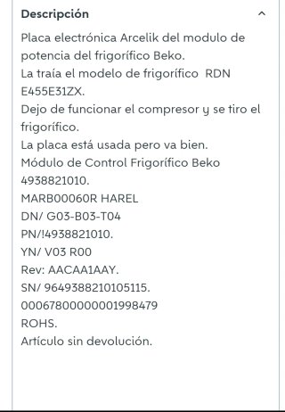 Placa Electrónica Arcelik Beko