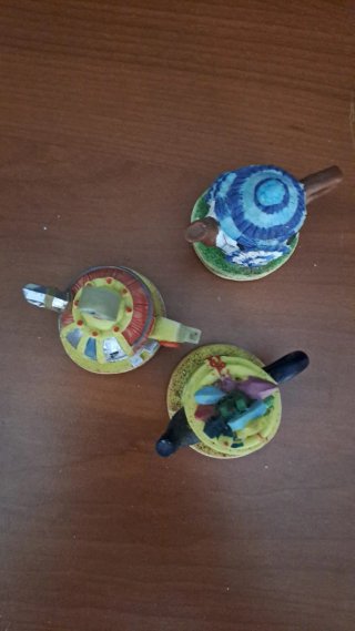 Lotto 3 Mini Teiere Tetley Tea Folk Collezione