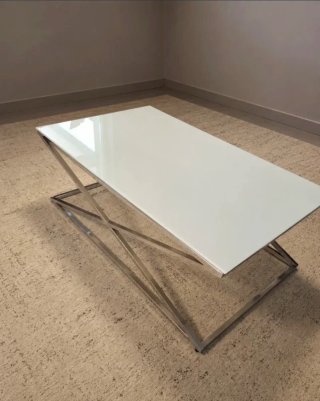 Mesa de centro cristal e inox