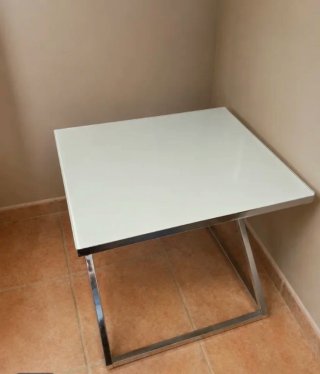 Mesa de centro cristal e inox