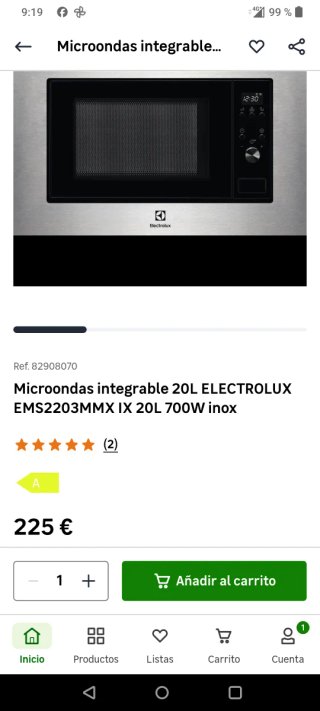 Microondas Integrable Electrolux Acero Inox