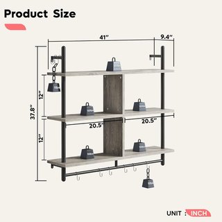 Estantería Industrial 3 Niveles Madera y Metal