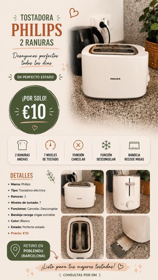 Tostadora Philips 2 Ranuras - ¡Como Nueva!