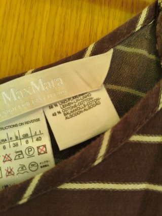 Max Mara Abito estivo in lino a righe Marrone Bianco