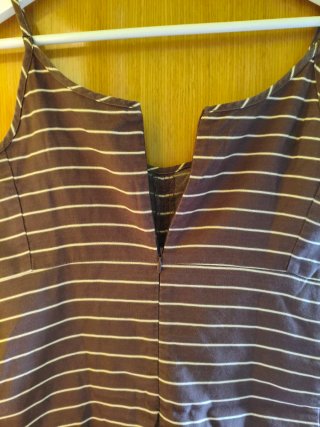 Max Mara Abito estivo in lino a righe Marrone Bianco