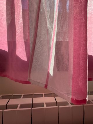2 Cortinas Ojal Rayas Blanco/Rosa