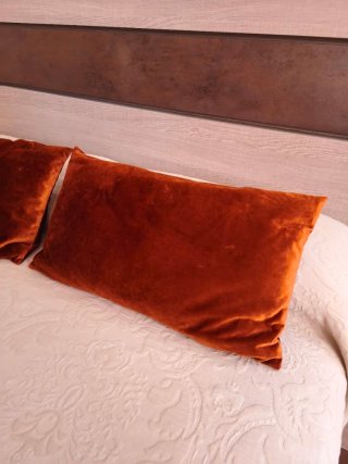 4 Fundas cojín decorativas naranja y marrón