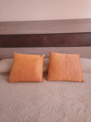 4 Fundas cojín decorativas naranja y marrón