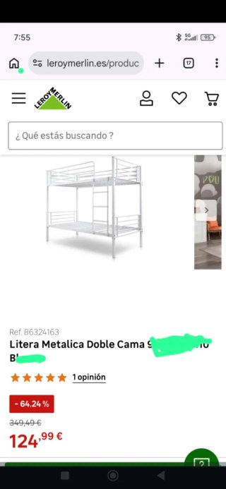 Litera Metálica Gris Doble Cama