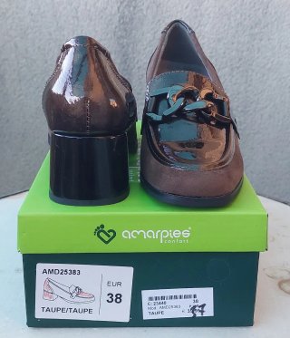 Zapatos Amarpies Tacón Marrón y Negro