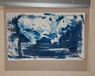 Pequeña lámina acuarela Ana Matey azul y oro