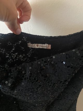 Vestido lentejuelas negro asimétrico