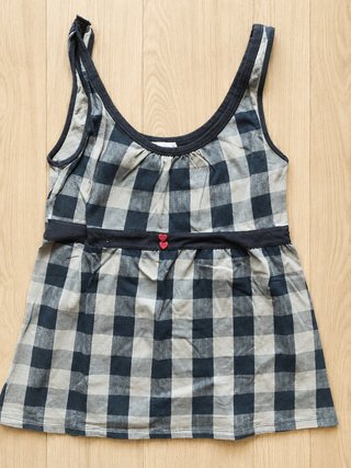 Camiseta Cuadros Stradivarius Talla S Mujer Gris