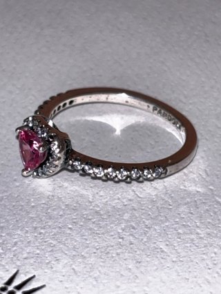 Pandora Anillo Corazón Rosa y Pulsera Plata