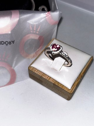Pandora Anillo Corazón Rosa y Pulsera Plata