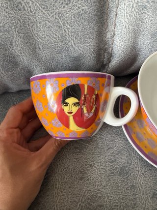 Juego café pop art naranja y morado
