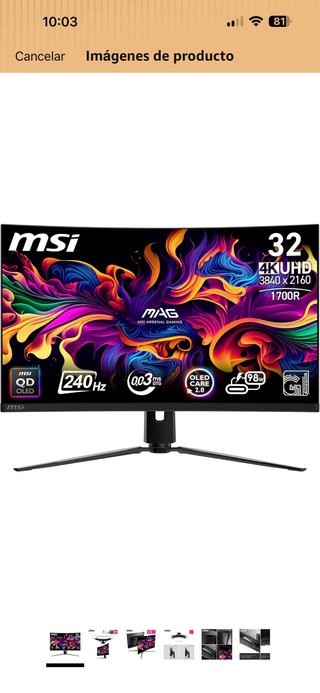 Monitor MSI Curvo OLED Negro Multicolor