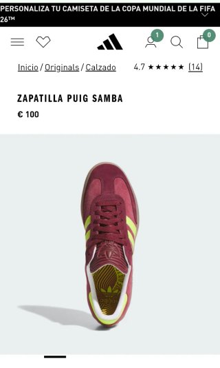 Adidas SAMBA PUIG color granate talla 43