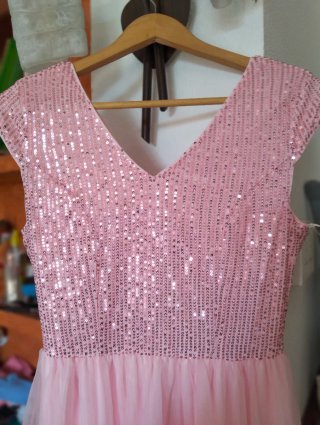 Vestido rosa lentejuelas y tul