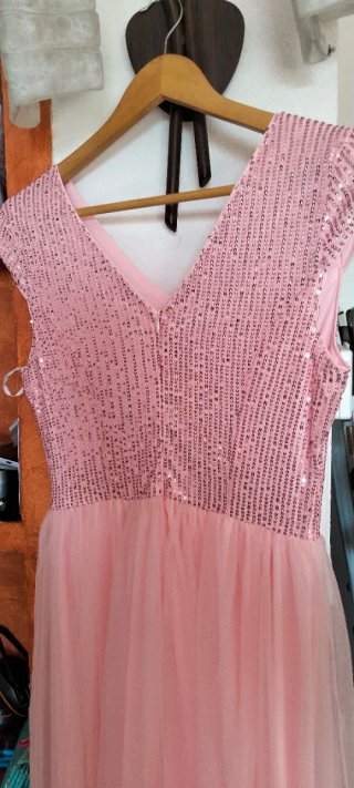 Vestido rosa lentejuelas y tul