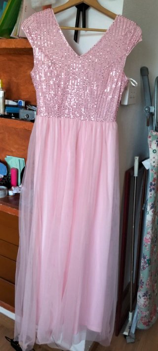 Vestido rosa lentejuelas y tul