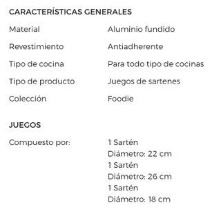 Set di 3 padelle in alluminio fuso Bra Foodie