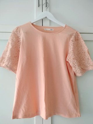 Camiseta Sfera Rosa Manga Encaje Talla XL