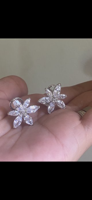 Pendientes flor plata con circonitas