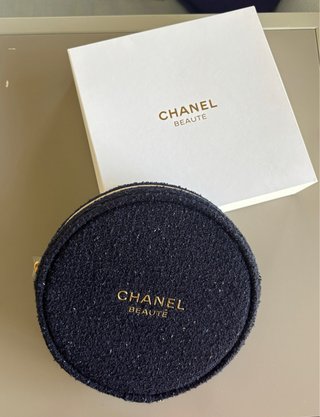 Borsa da toilette Chanel Tweed Blu