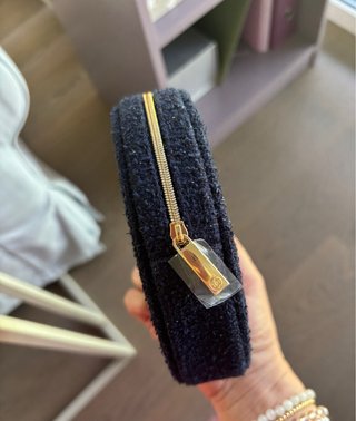 Borsa da toilette Chanel Tweed Blu