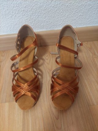 Zapatos de baile latino dorados/naranja
